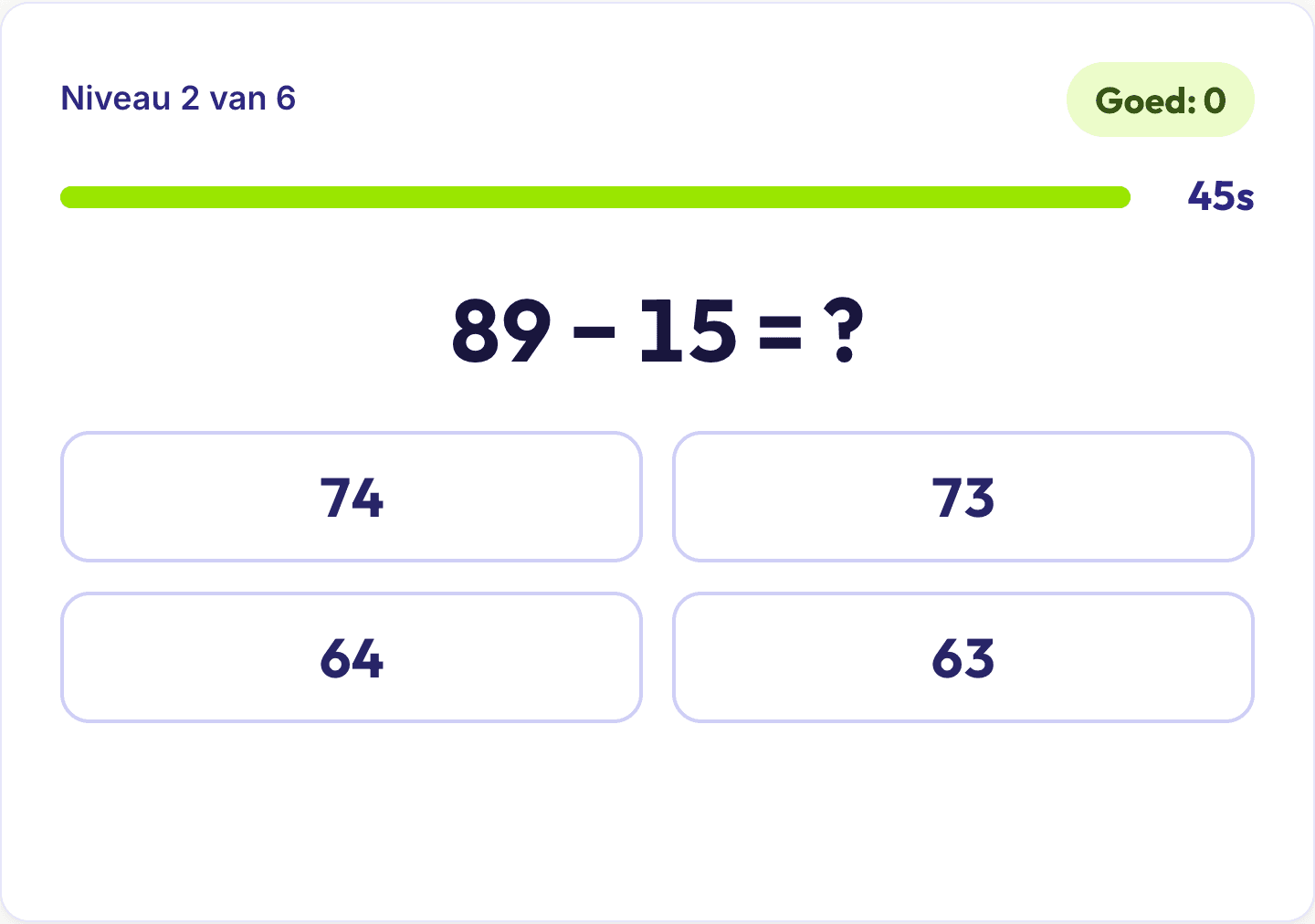 De Rekensprint met een som en vier antwoorden